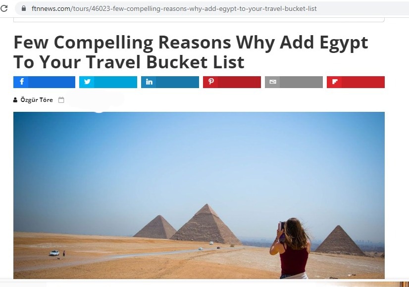  موقع إخباري أجنبيى : أسباب اختيار السائحين المقصد السياحي المصري 